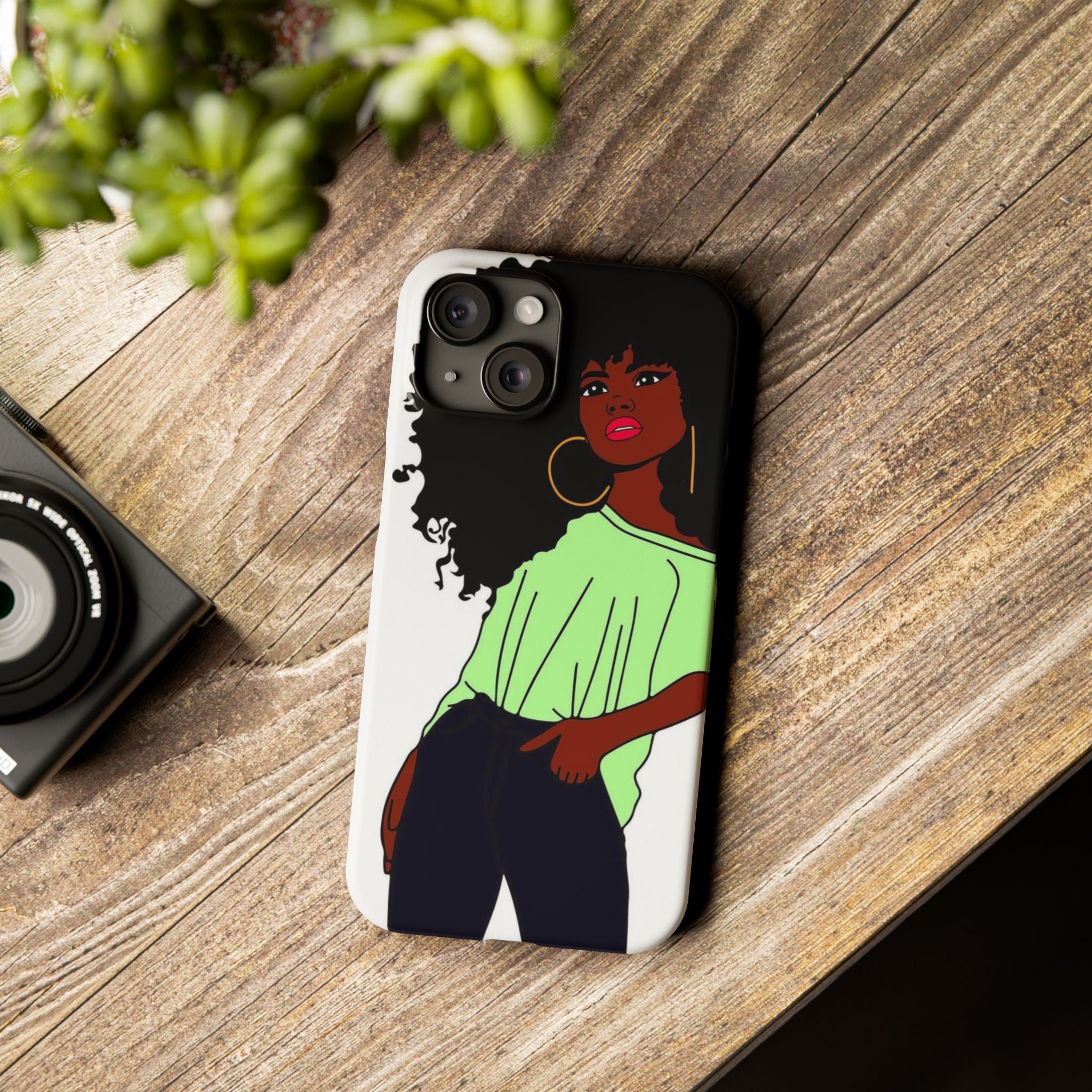Slim Phone Case With A Beautiful Afro Woman