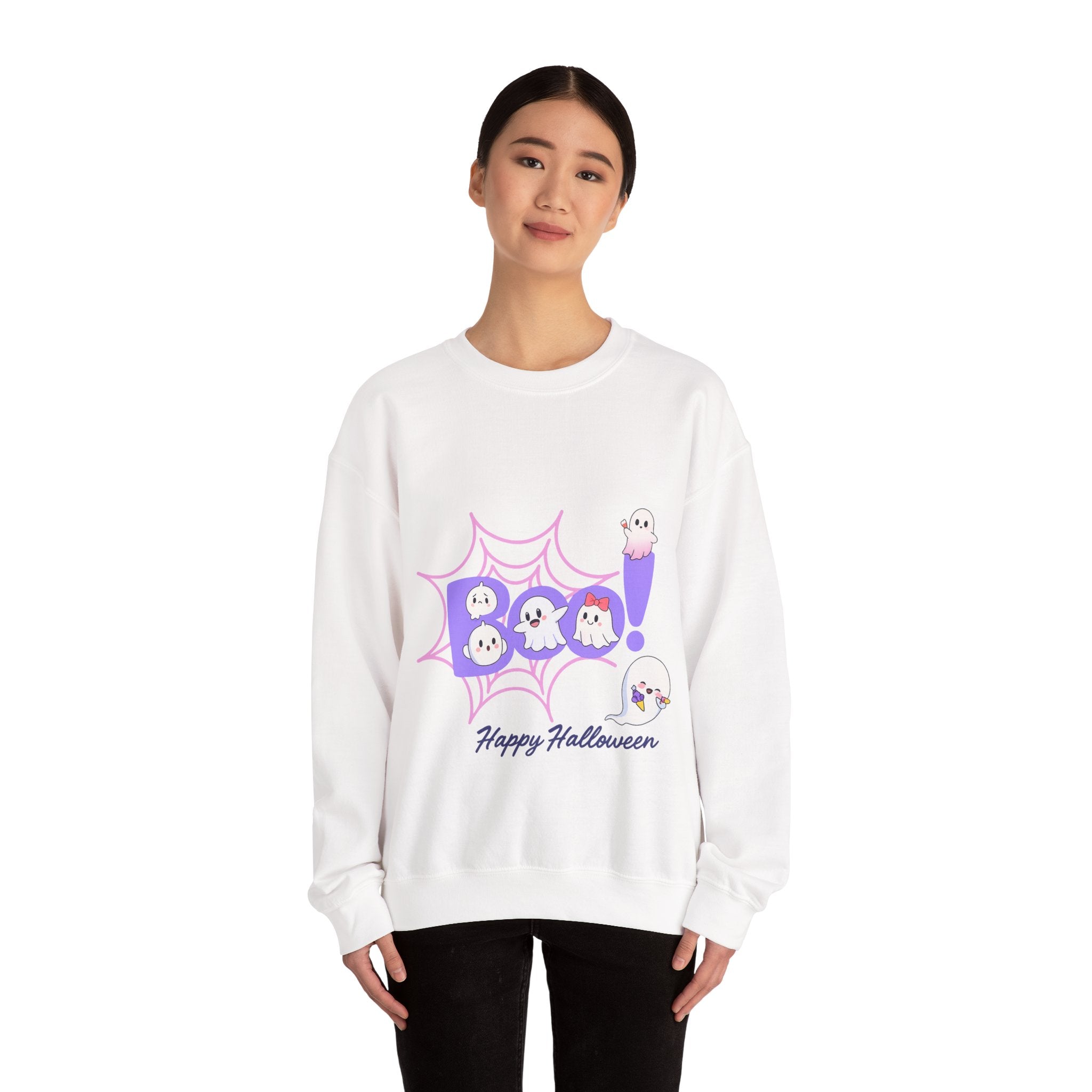 Heavy Blend "Happy Halloween" Crewneck Sweatshirt